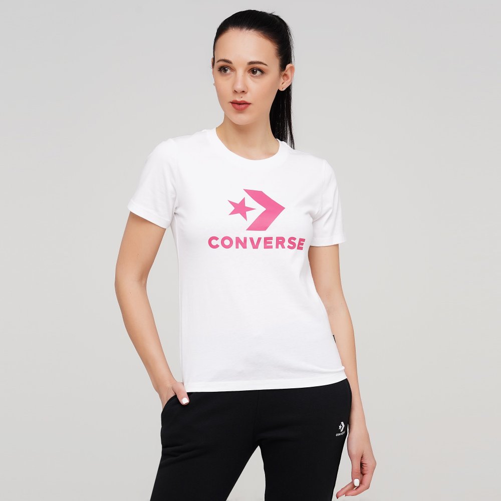 

Женская футболка Converse Star Chevron Center Front Tee Белый 40 (con10018569-101)