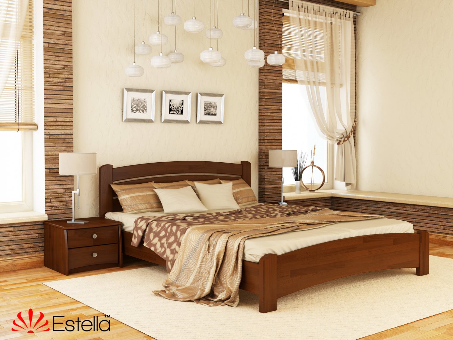 

Кровать полуторная Венеция Люкс Estella 120х200 108 - каштан Щит 2Л25