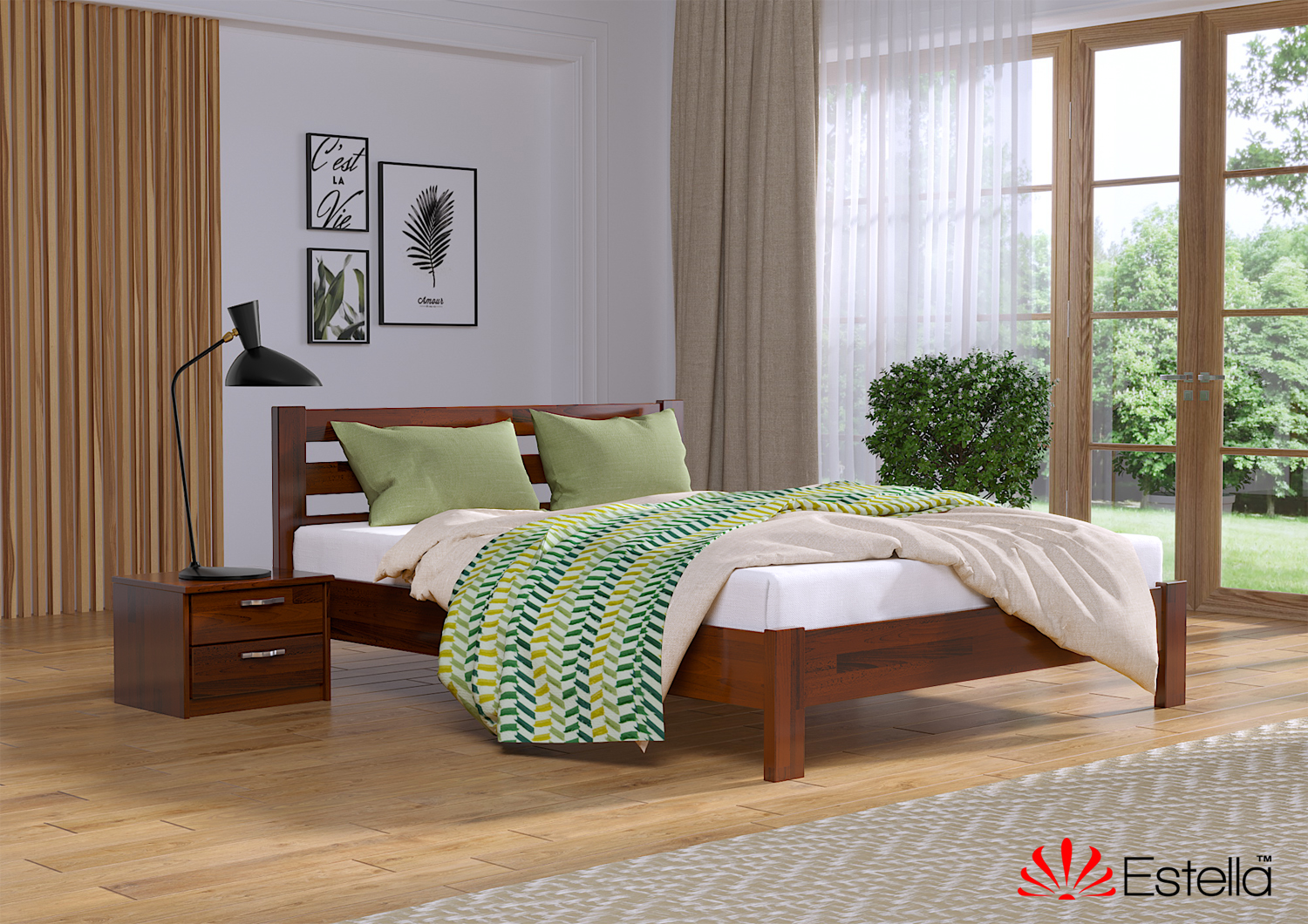 

Кровать двуспальная Рената Люкс Estella 160х190 108 - каштан Щит 2Л25