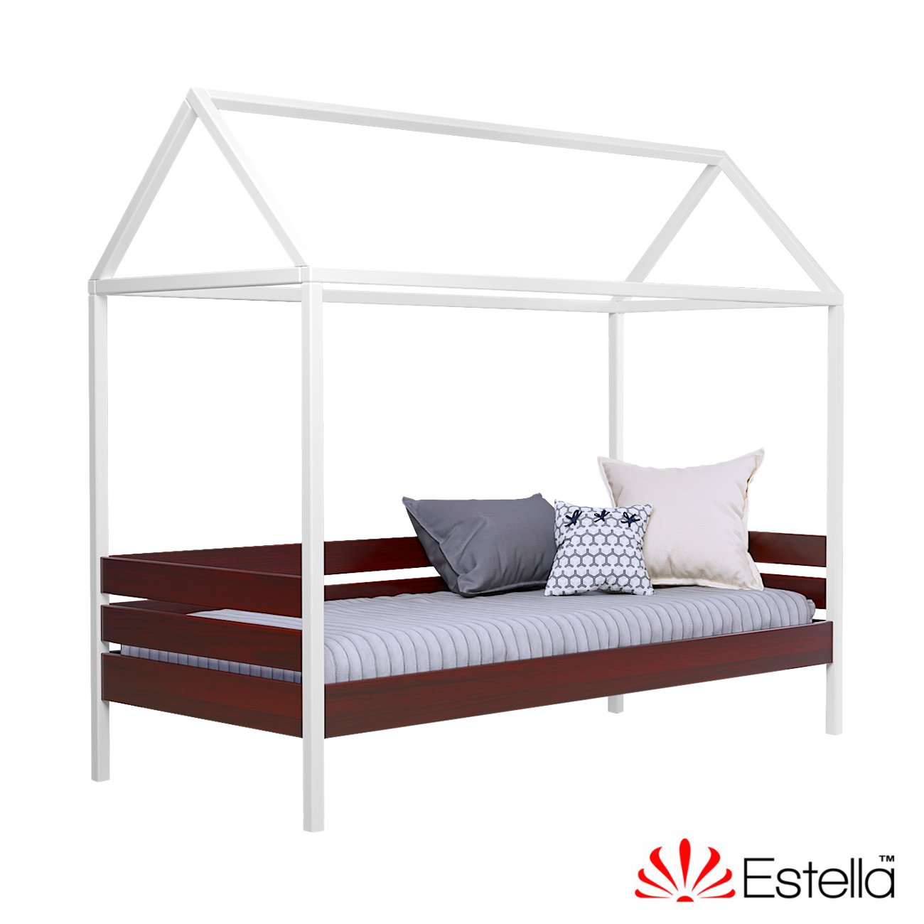 

Кровать детская Амми без ящиков Estella 80х190 174 - красное дерево/белый Масив Л4