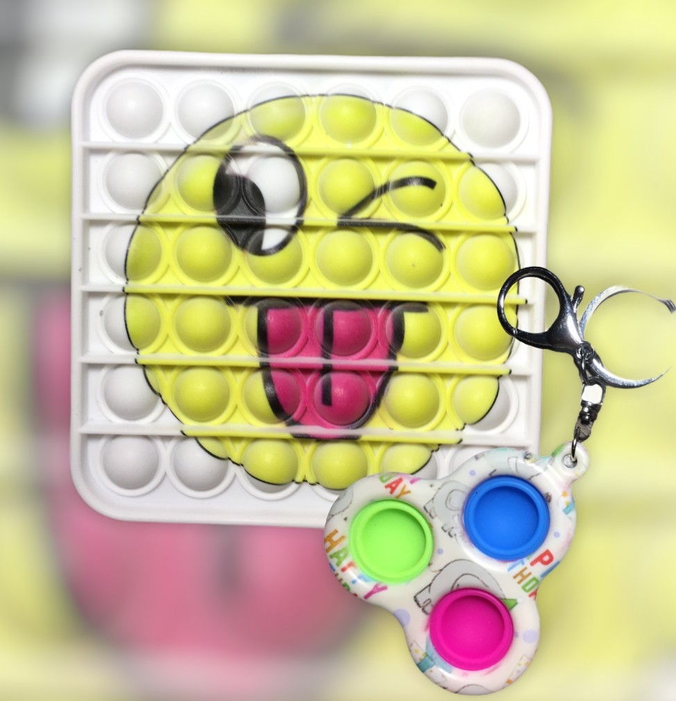 

Игрушки Два в одном Набор Антистресс Push POP It Квадрат Смайлик 3D +Simple Dimple Поп Ит + Симпл Димпл тройной