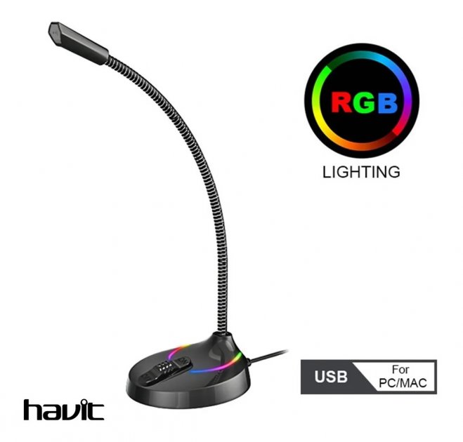 

Ігровий настільний провідний мікрофон HAVIT HV-GK55 Black