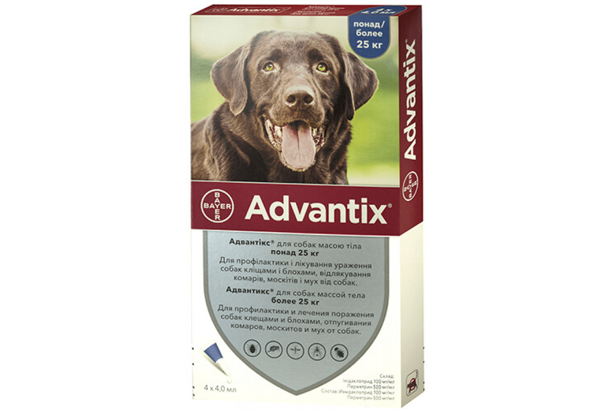 

Капли для собак весом более 25 кг Bayer Advantix 1 пипетка