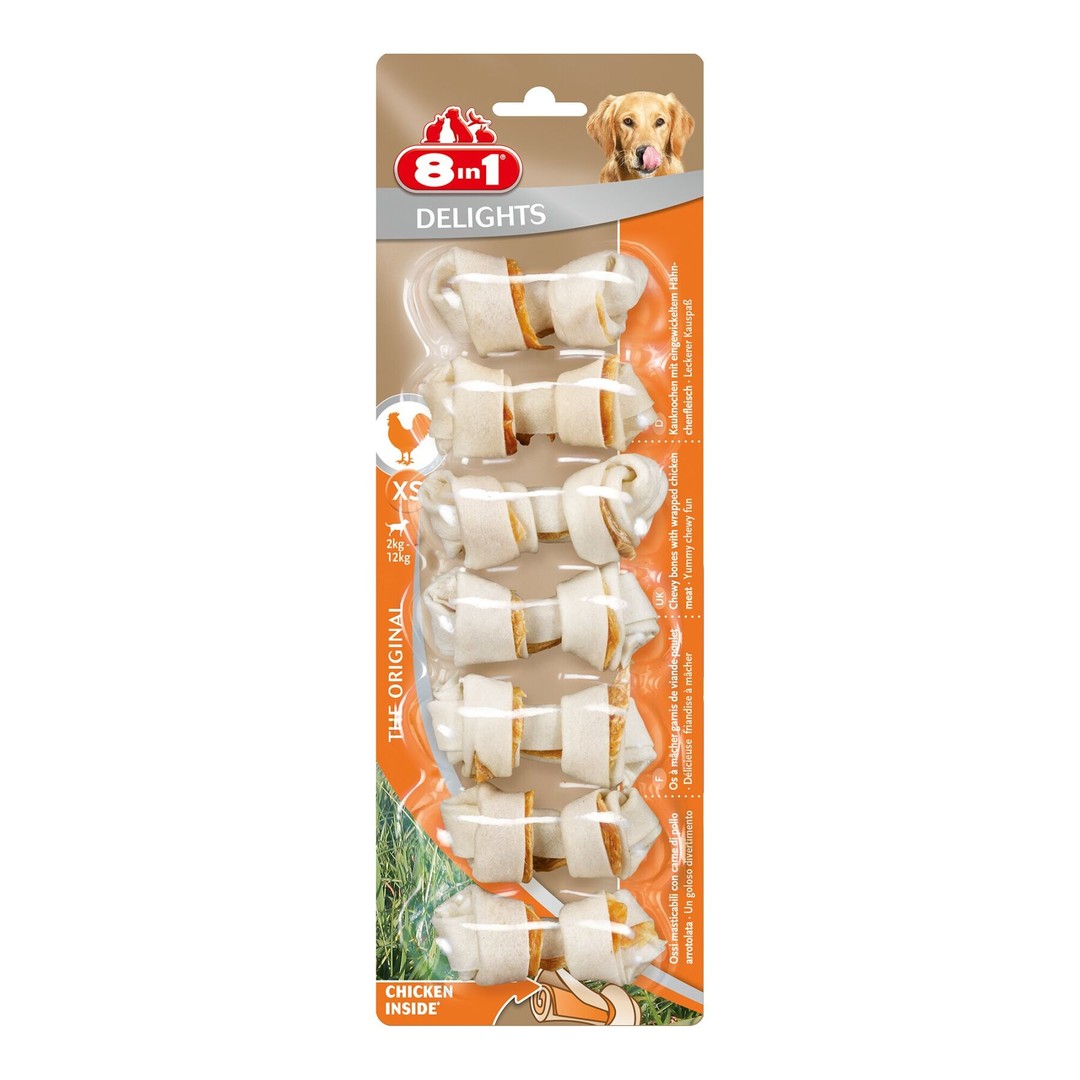 

Лакомство для собак 8in1 Delights Кость прессованная 7 см, 84 г / 7 шт. (курица)
