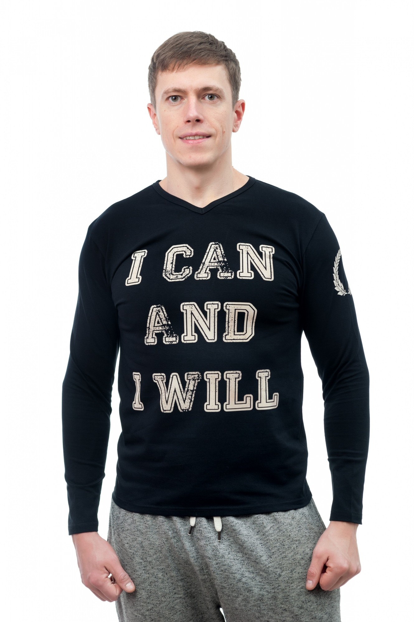 

Футболка Zhabotinsky I can and I will 95 черная длинный рукав без венка XL
