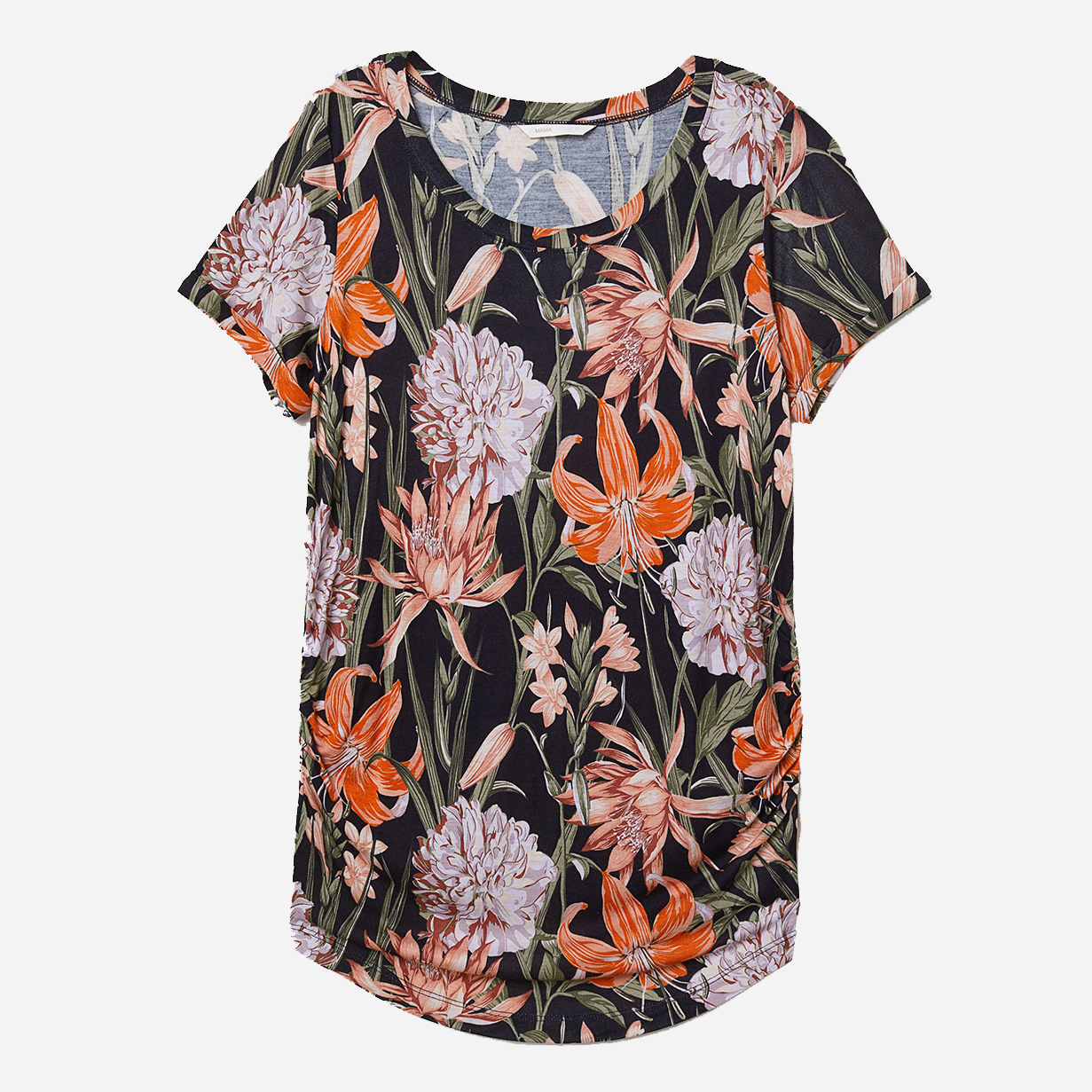 

Футболка для беременных H&M 0653913_цветы_01 M Розовая с лиловым