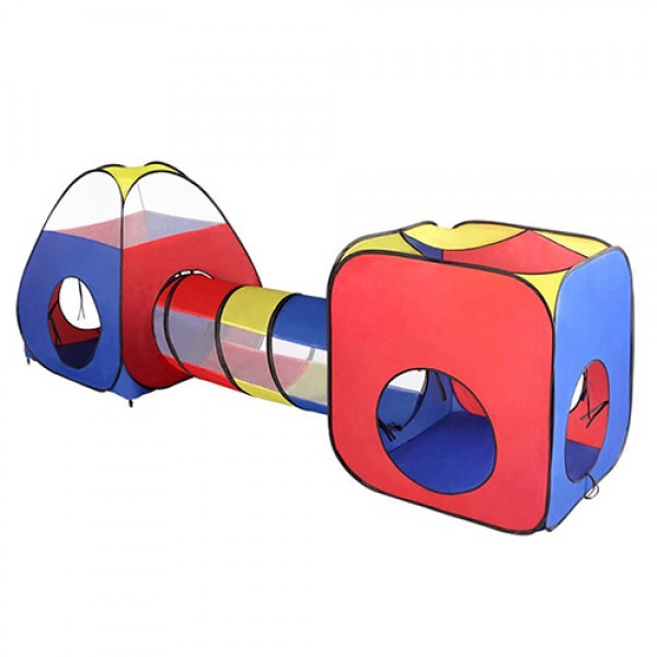 

Палатка сумка с Тоннелем детская игровая переносная Metr+, красно-сине-жёлтая