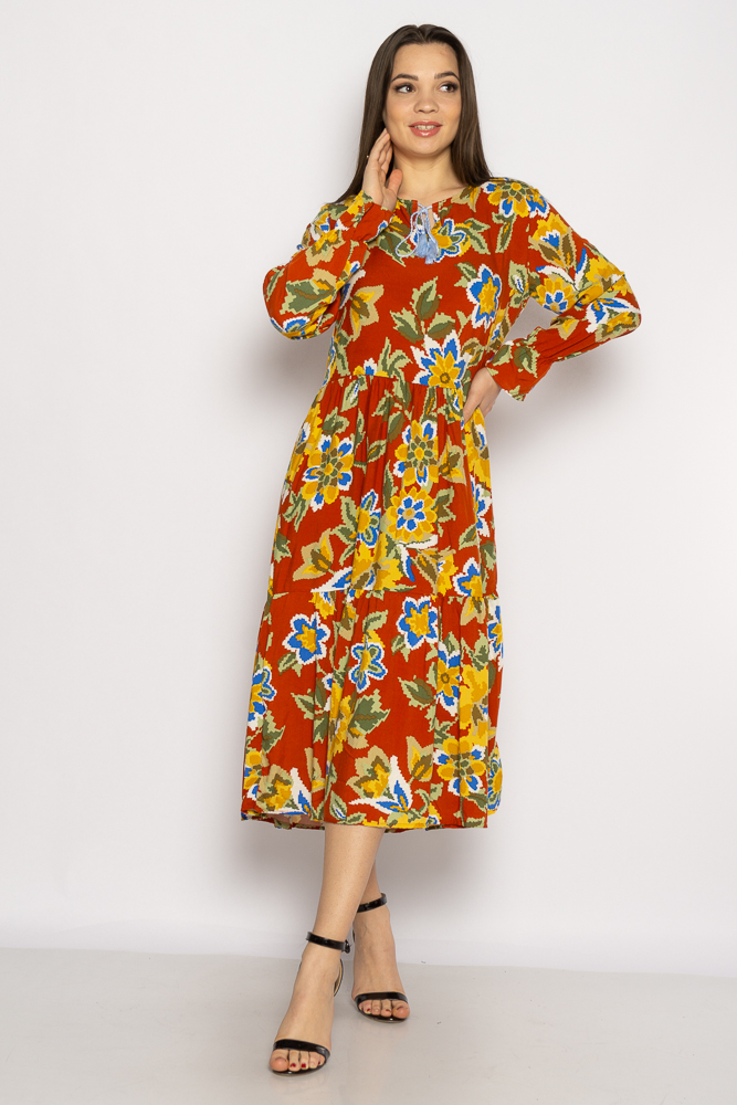 

Платье в цветочек Time of Style 632F013-3  Кирпичный, Платье в цветочек Time of Style 632F013-3 L Кирпичный