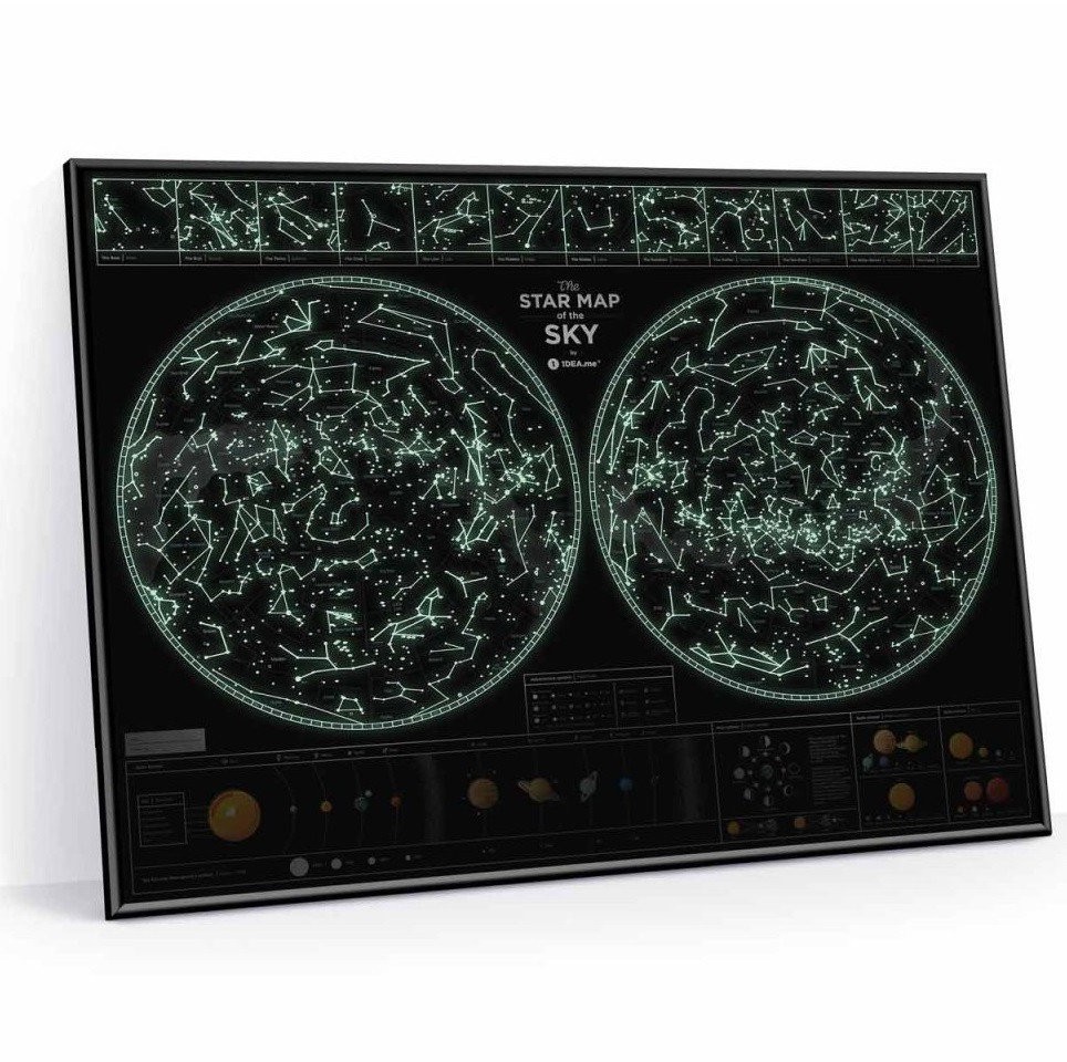 

Светящаяся карта звездного неба 1DEA.me Star map of the sky в раме (94)