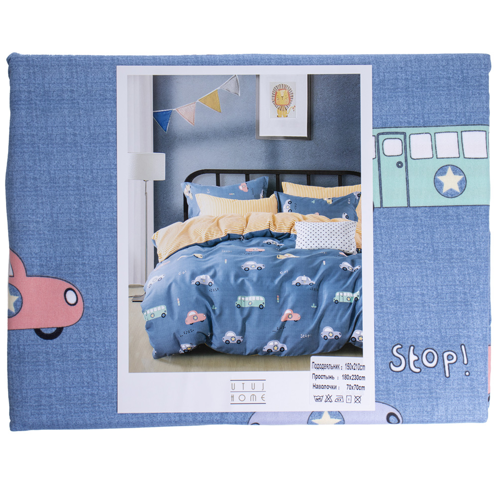 

Комплект детского постельного белья Koloco 150*210 синий/машинки 06-78