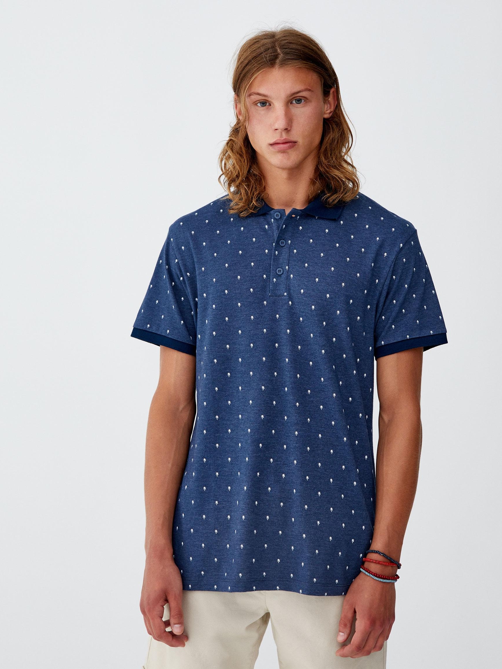 

Поло Pull & Bear 9200/500/401-AFCD M Серо-синие в узоры
