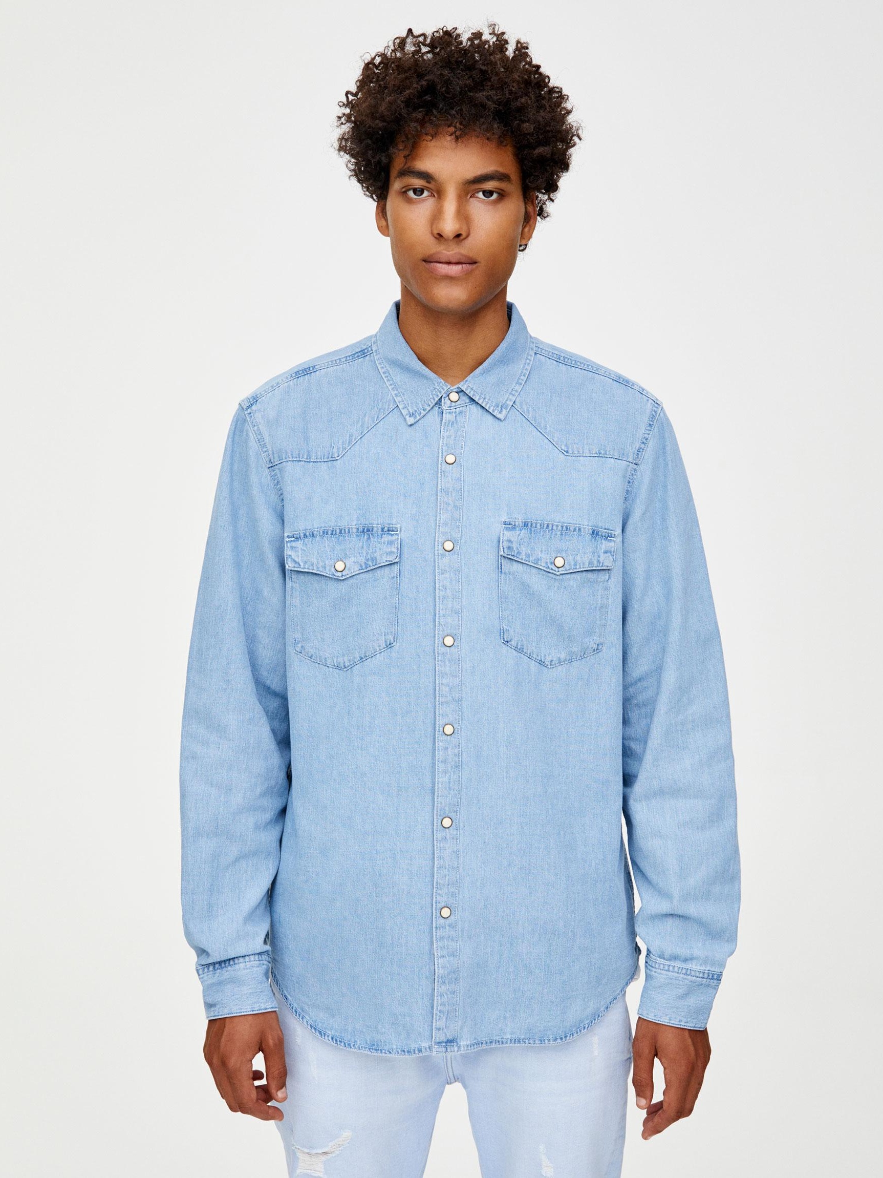

Рубашка Pull & Bear 9474/553/406-ACWX L Светло-синяя