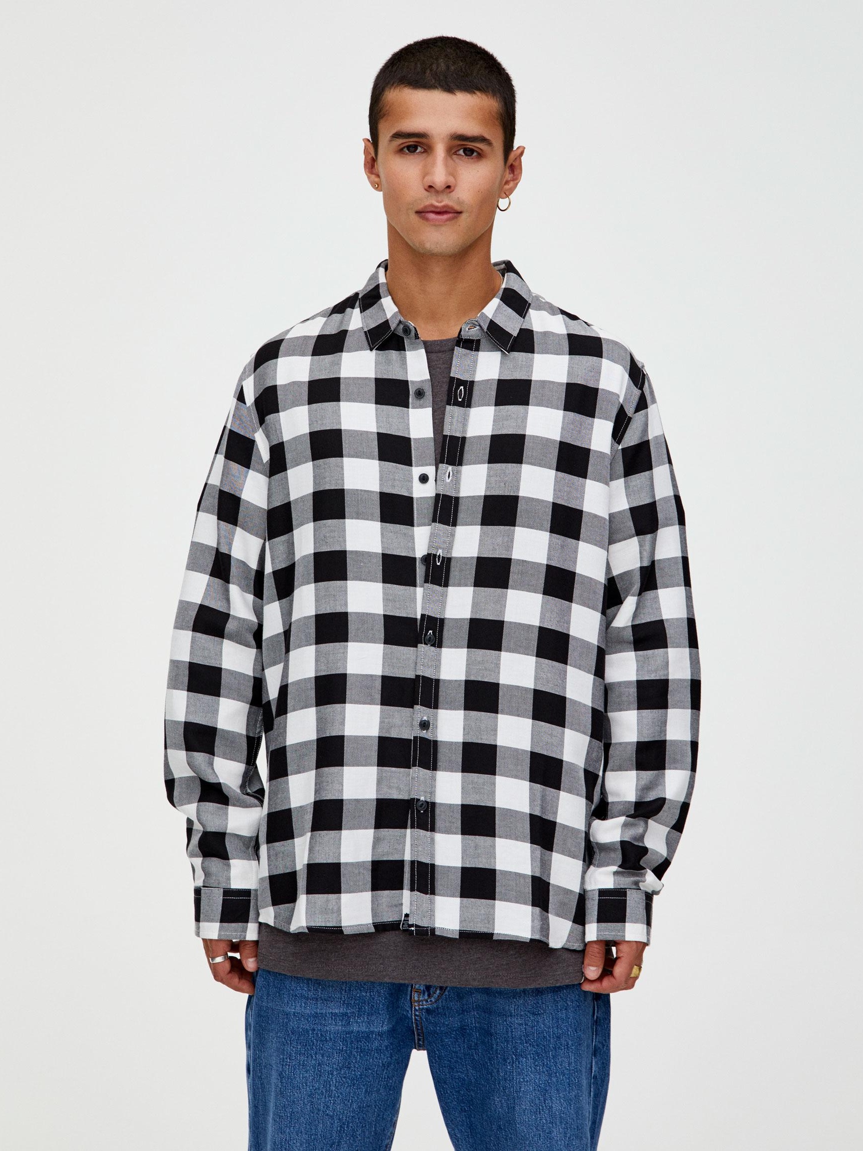 

Рубашка Pull & Bear 9474/551/250-ADLJ XS Белая-черная в клетку