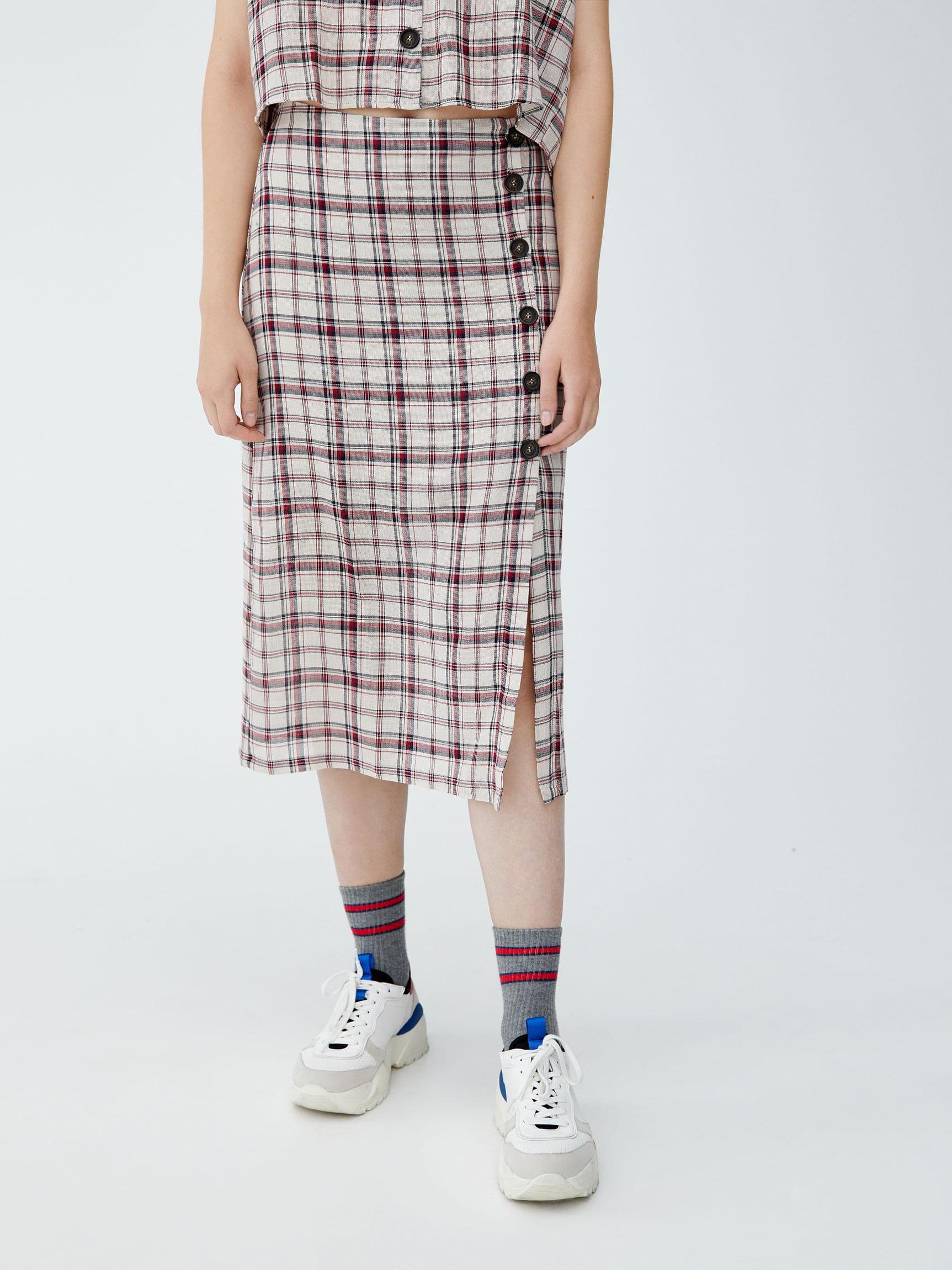 

Юбка Pull & Bear 9398/349/805-ACFU XS Бежевая с бордовым