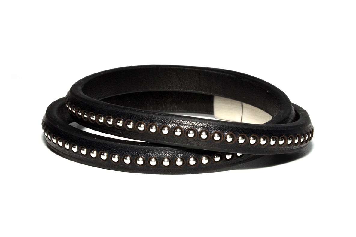 

Браслет Кожаный MS Bracelet Leather Black Dot 352msb мужской Черный 21 размер