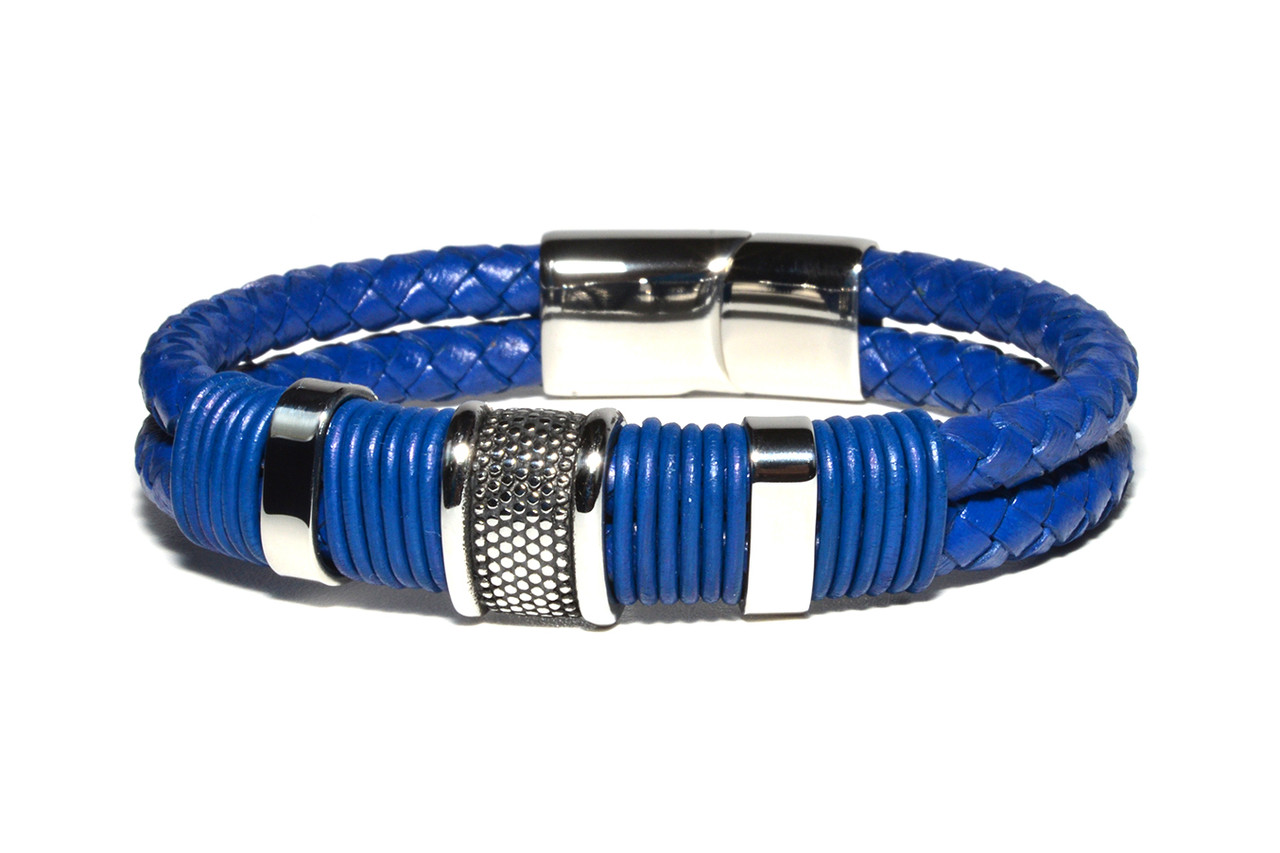 

Браслет Кожаный MS Bracelet Leather Blue 312msb мужской Синий 21 размер