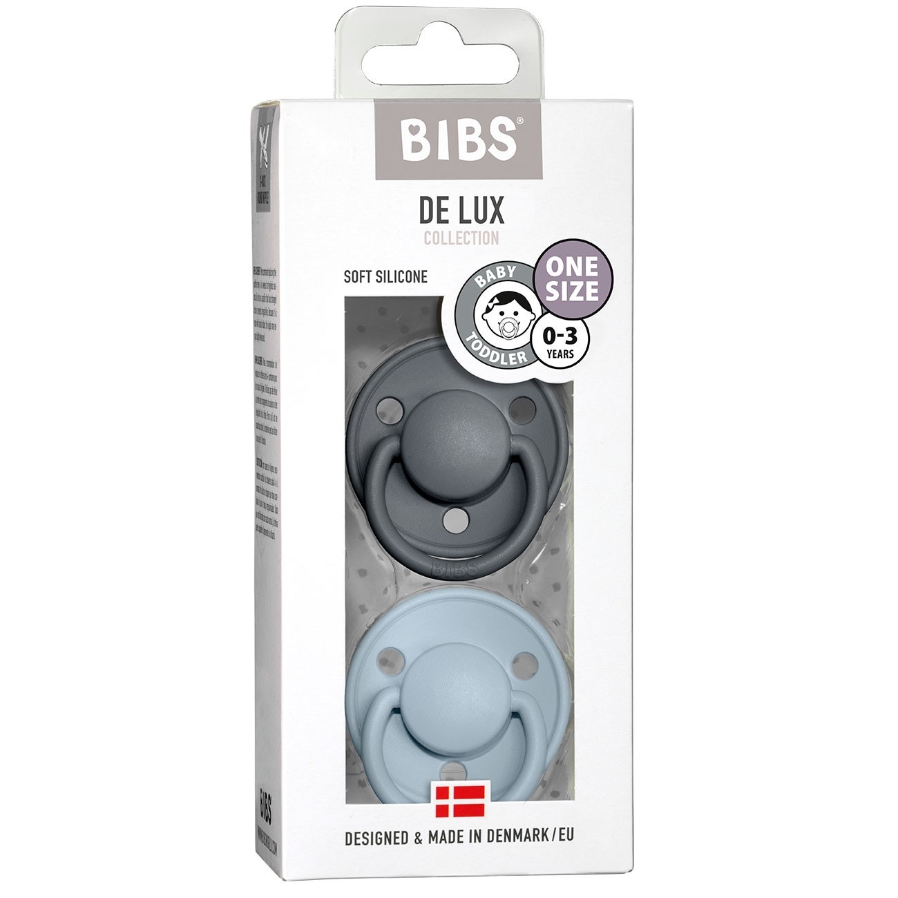 

Пустышка BIBS De Lux Iron+Baby Blue 0-36 мес. 2 шт.