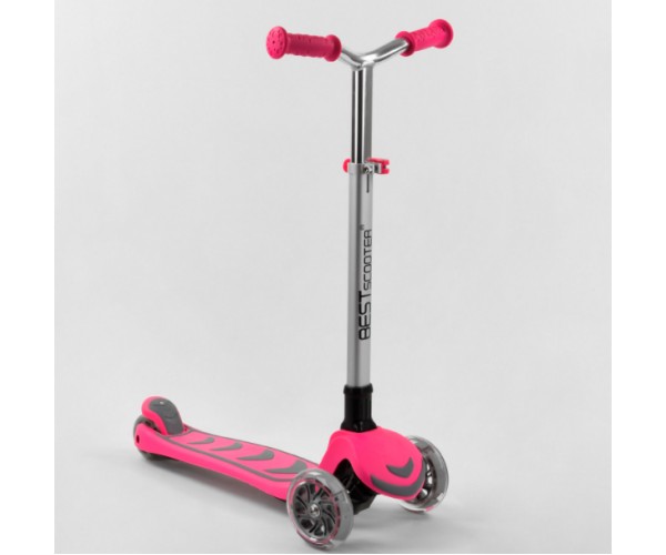 

Трехколесный самокат Best Scooter Y-00211 прорезиненная платформа, складной, Розовый