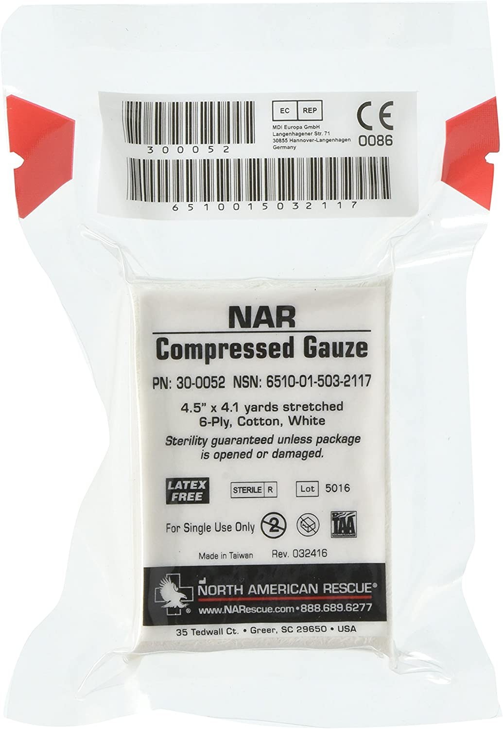 

Бинт для тампонады NAR Compressed Gauze 11,5 см x 375 см, 6 слоев