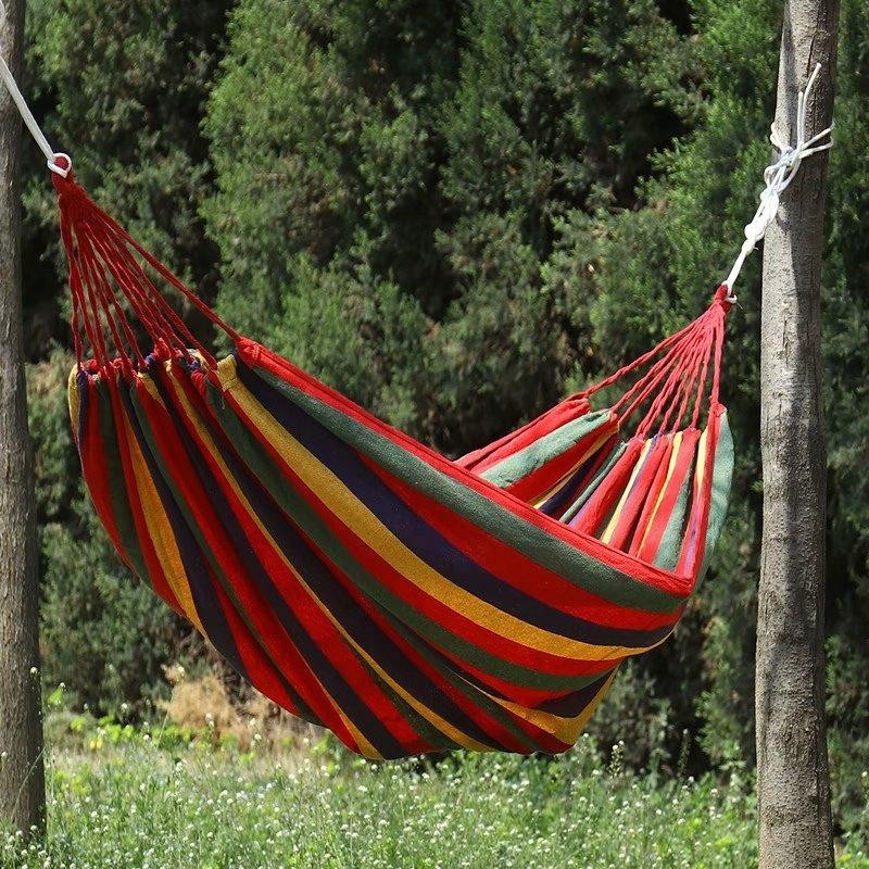 

Гамак хлопковый подвесной Hammock размер 200×80 см с чехлом одноместный Красный