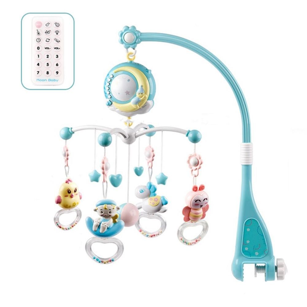 

Музыкальный мобиль на кроватку Baby Bell Moon 3 в 1 с ночником, проектором и пультом управления голубой