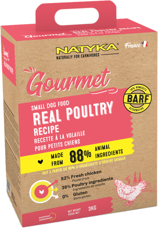 

Полувлажный корм для взрослых собак мелких пород с птицей Natyka Gourmet Adult Real Poultry 3 кг