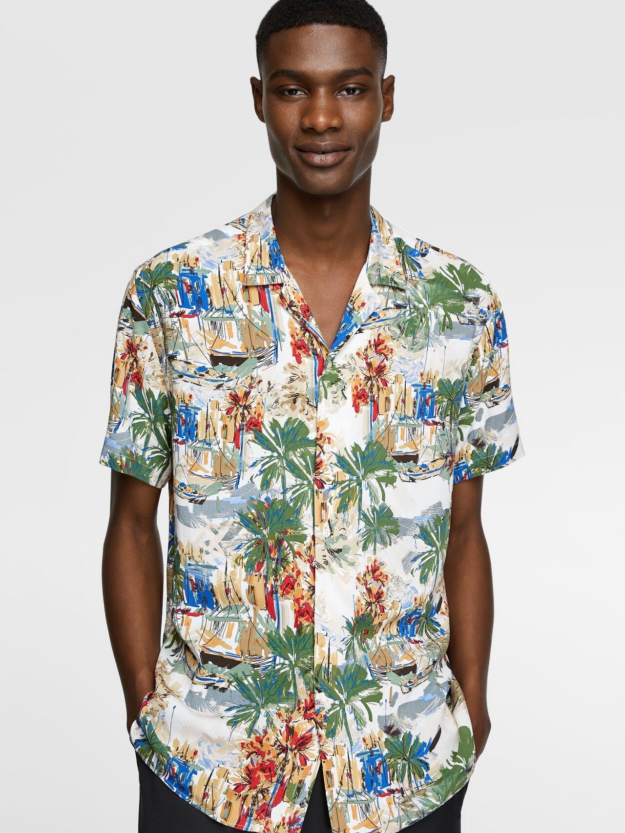 

Рубашка Zara 4459/234/500-AAXY XL Белая в узоры