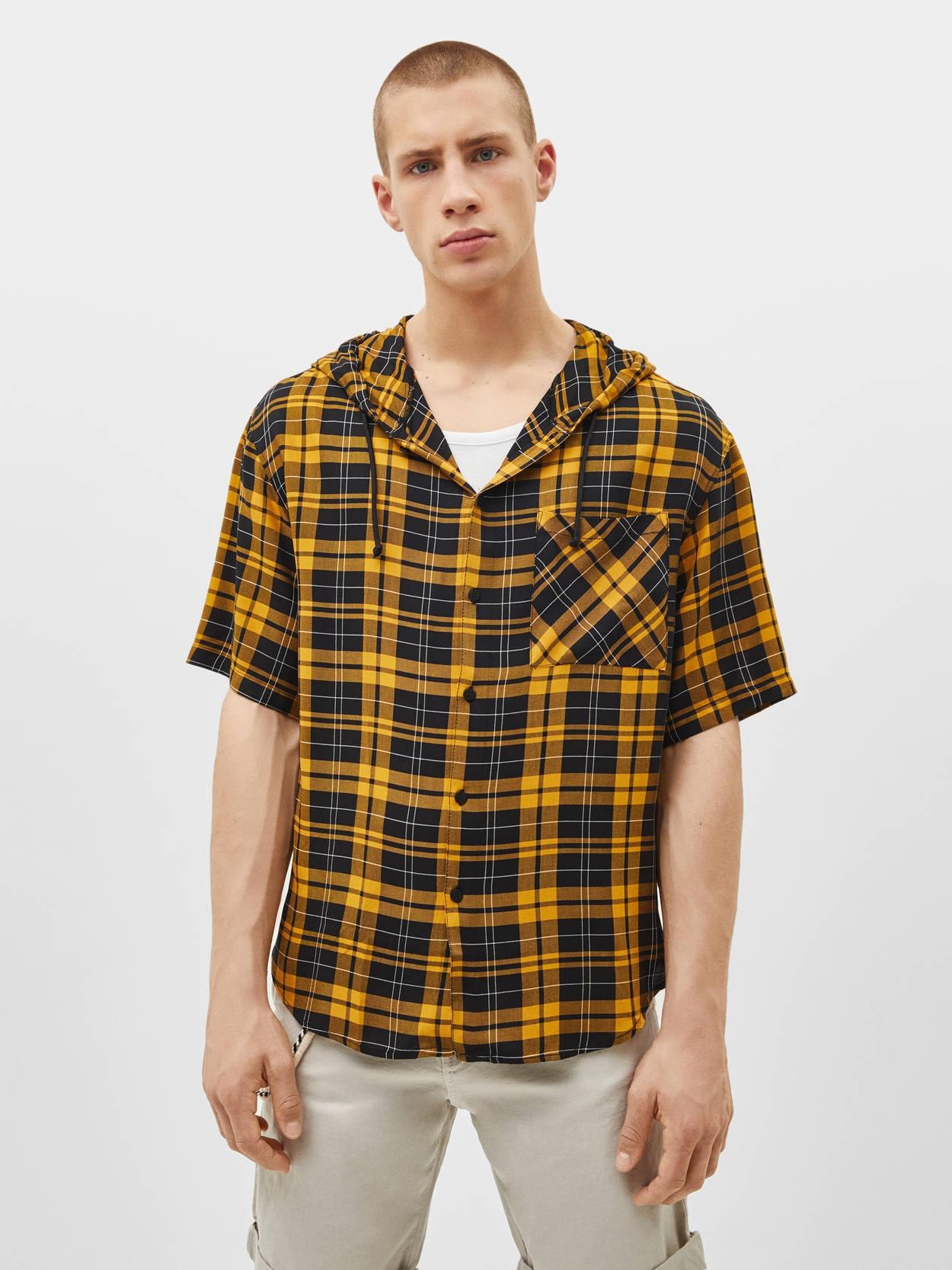 

Рубашка Bershka 1125/111/047-ACAE L/XL Желтая-черная