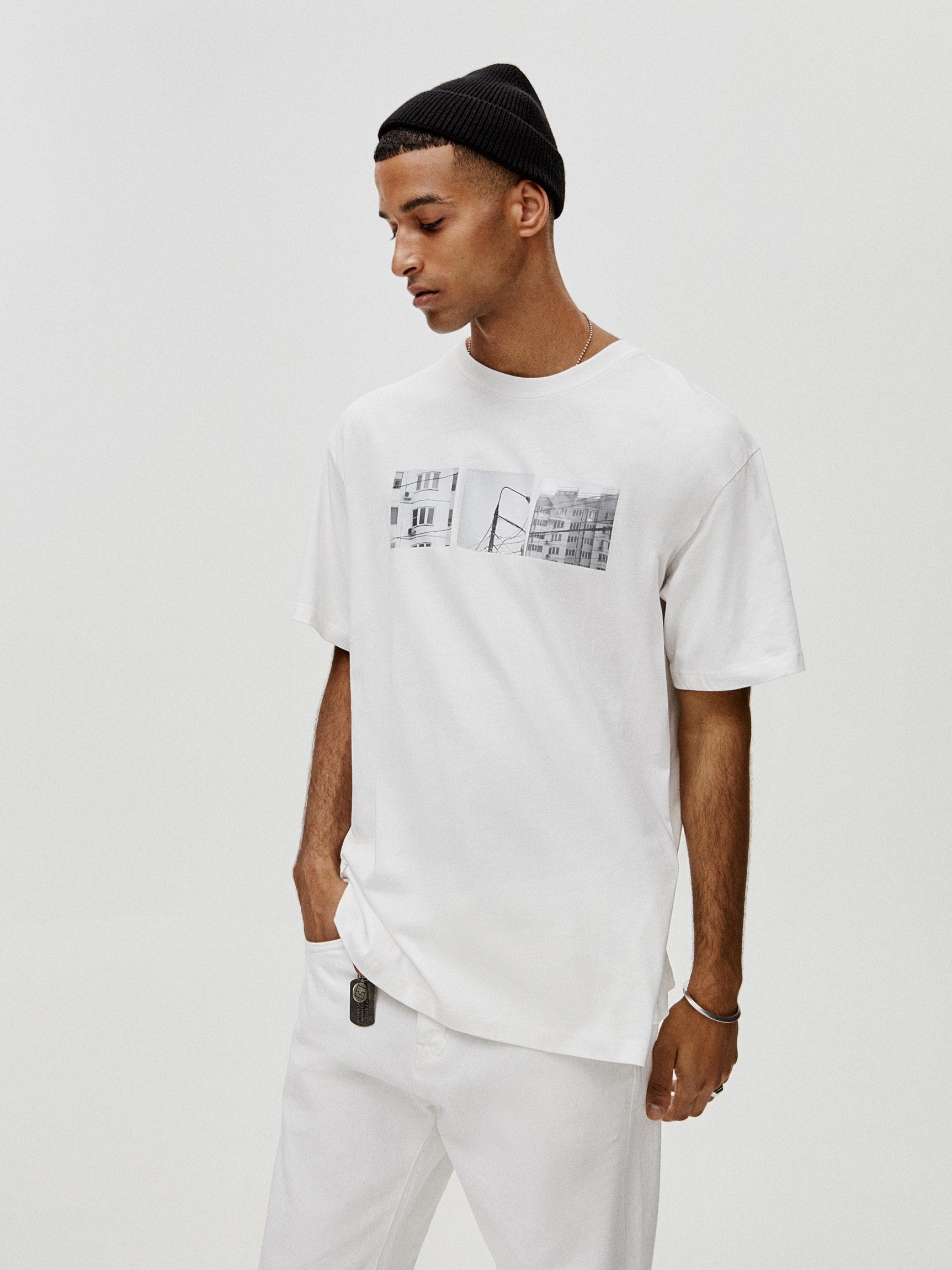 

Футболка Pull & Bear 9243/510/251-ABBU XL Молочная с принтом