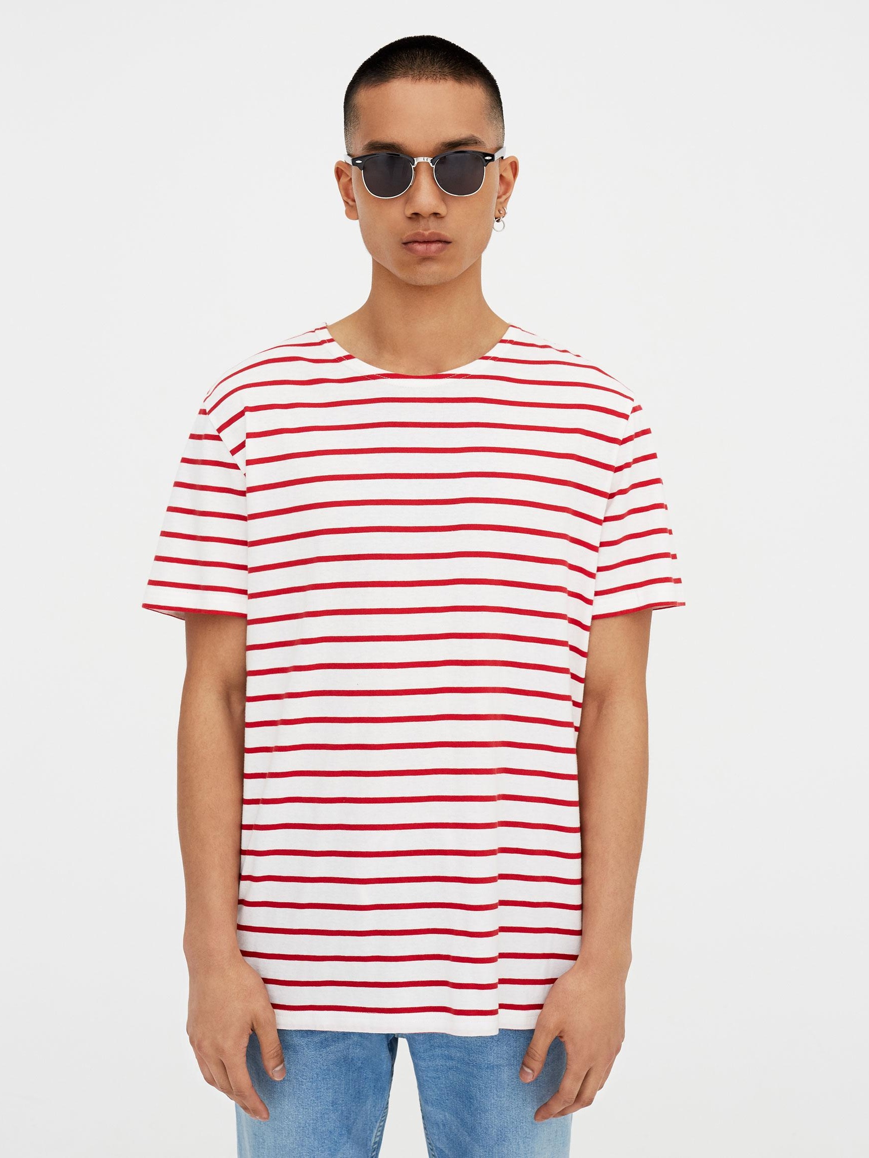 

Футболка Pull & Bear 9234/546/600-AASY L Белая в красную полоску