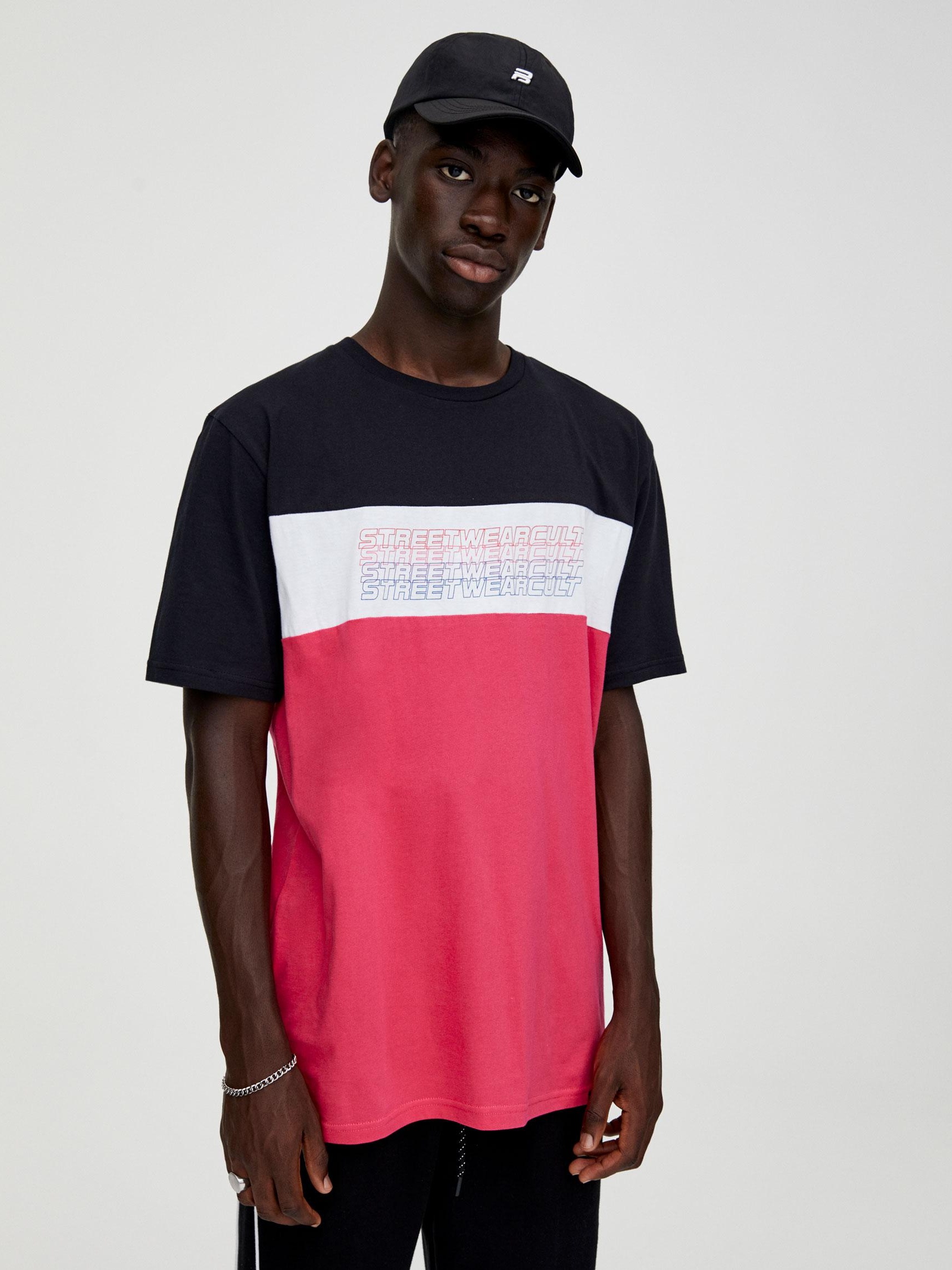 

Футболка Pull & Bear 9231/521/620-AATE XXL Черная-розовая