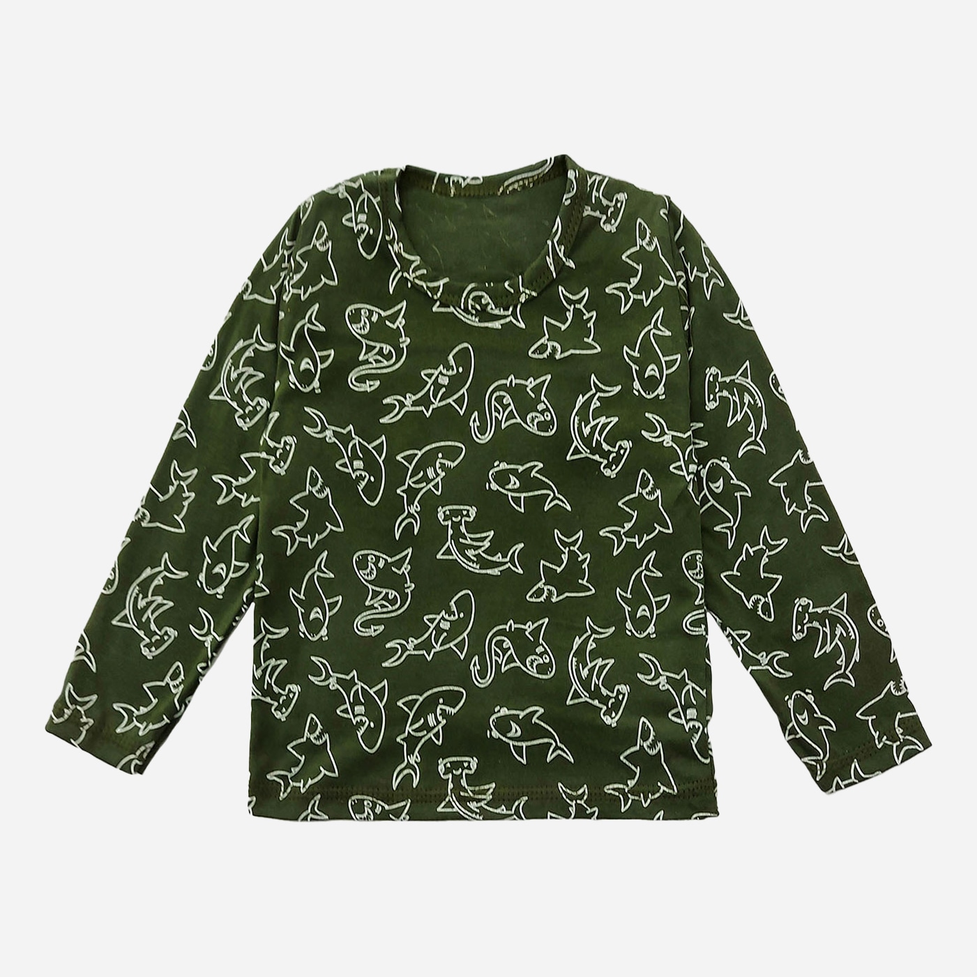 

Футболка с длинным рукавом Малыш style ФБ-01 122-128 см Оливка/Акула