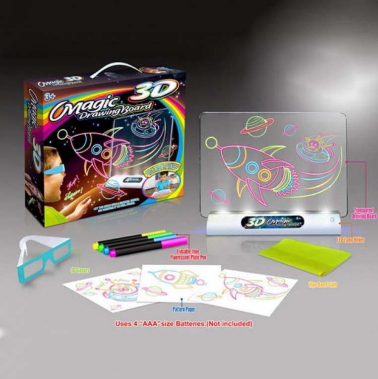 

Детская развивающая 3D доска для рисования с LED подсветкой Magic 3D Drawing Board
