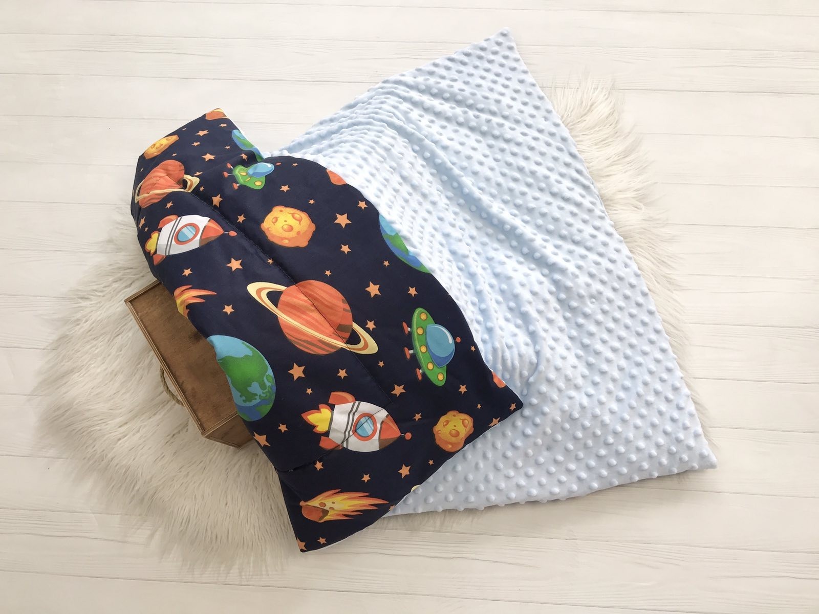 

Детский плед с плюшем демисезонный Moon Time Космос 100*80см