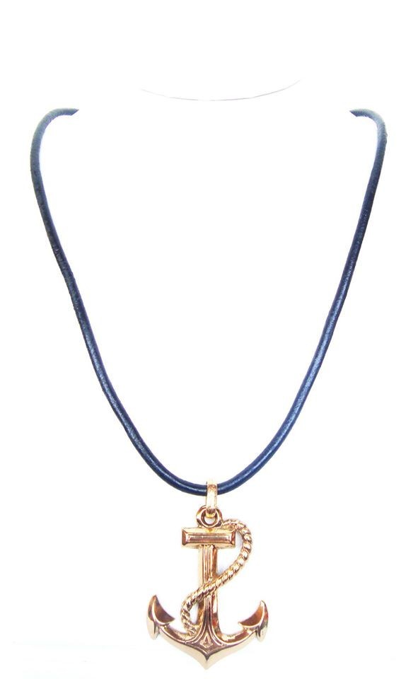 

Кулон на кожаном шнурке якорь gold DANON N4963GL18