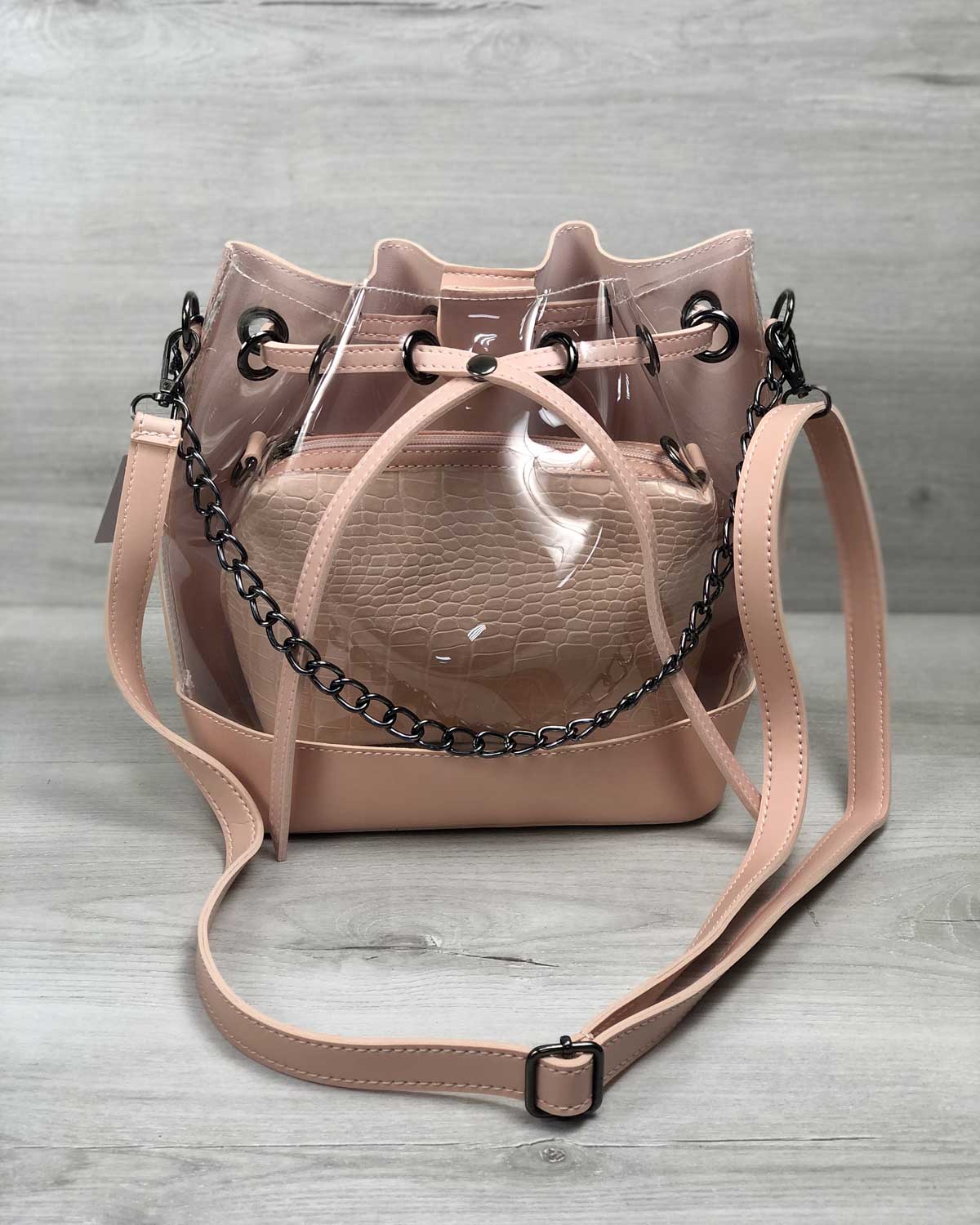 

2в1 Молодежная сумка Люверс силикон с пудрой (wl-23130)