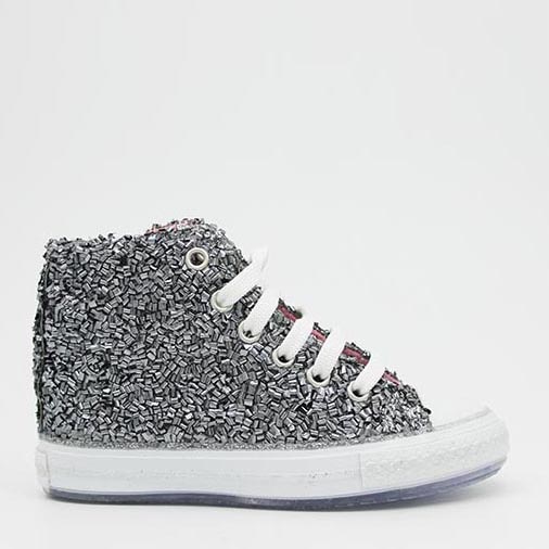 Акція на Підліткові кеди для дівчинки VUVU KIDS Silver glitter 3005 3.5 35 Срібні з бісером від Rozetka