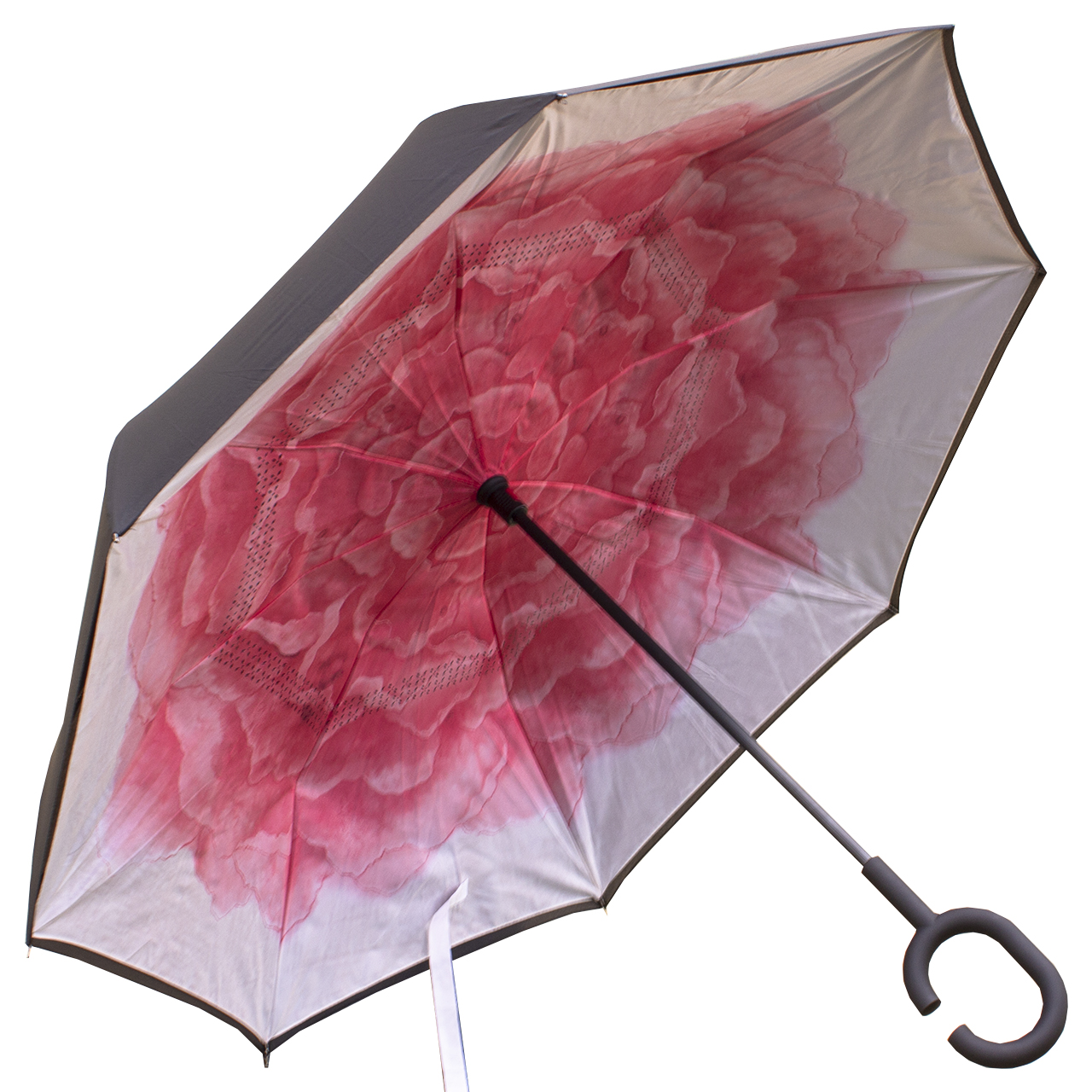 

Зонт наоборот Up-brella умный зонт-трость с розовым цветком