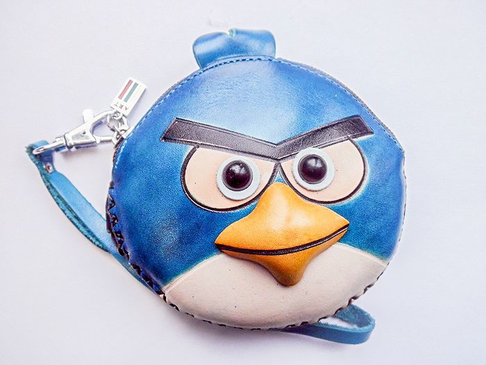 

Кошелек ручной работы из натуральной кожи TM ART Angry Bird голубой
