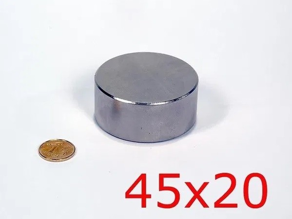 

Неодимовый магнит 45х20мм сила 80 кг N42