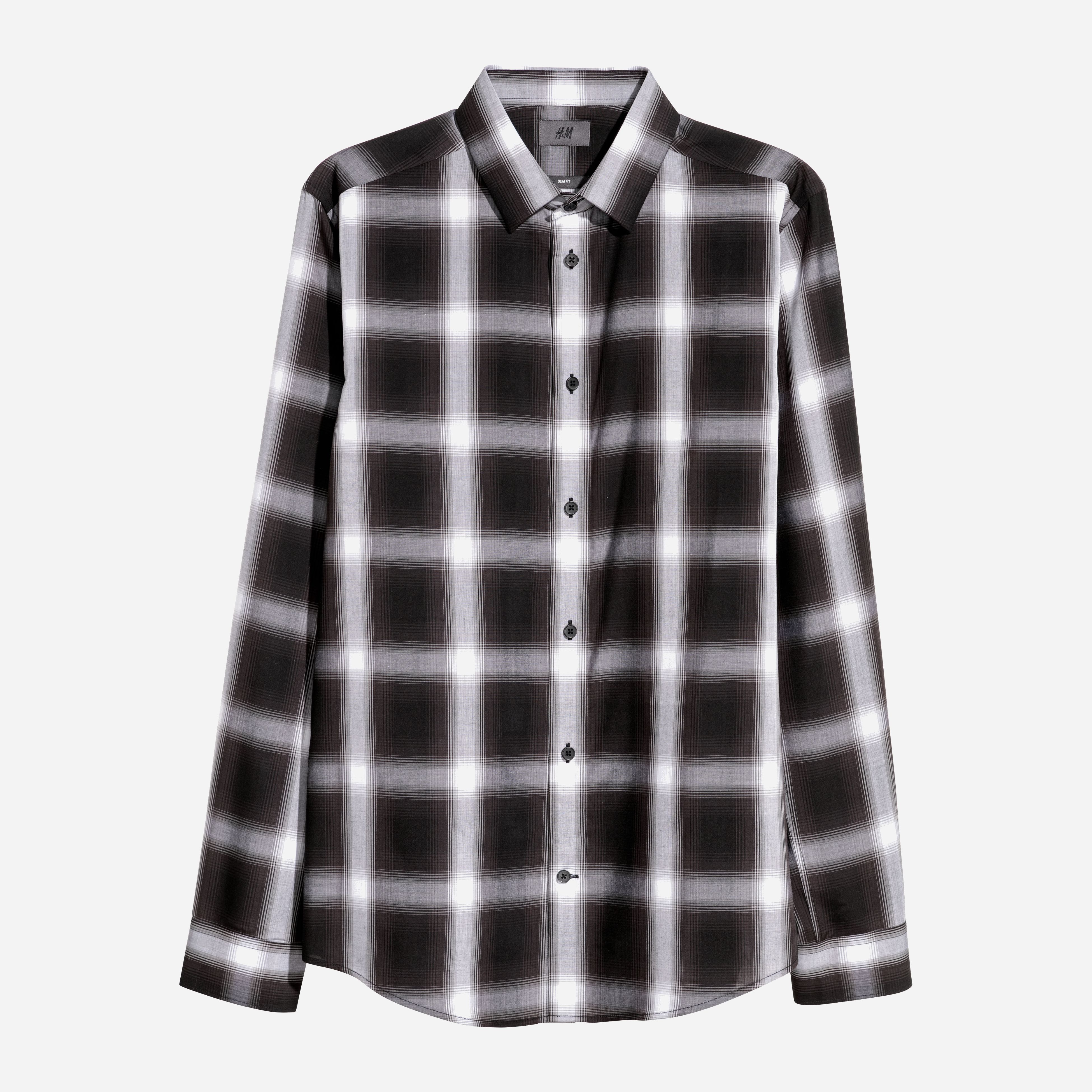 

Рубашка H&M 5558257-AEBL S Черная с серым