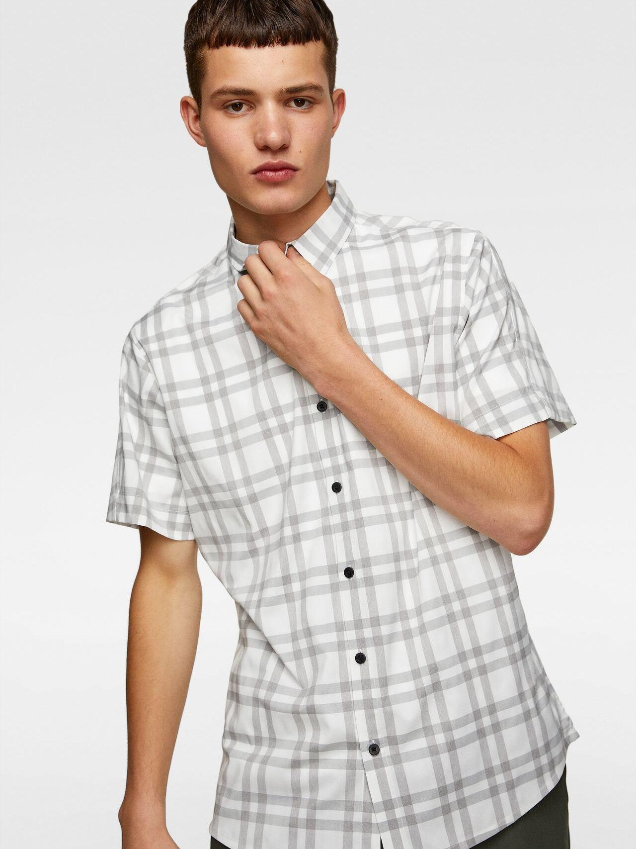 

Рубашка Zara 0397/302/712-AAXA M Серая с белым