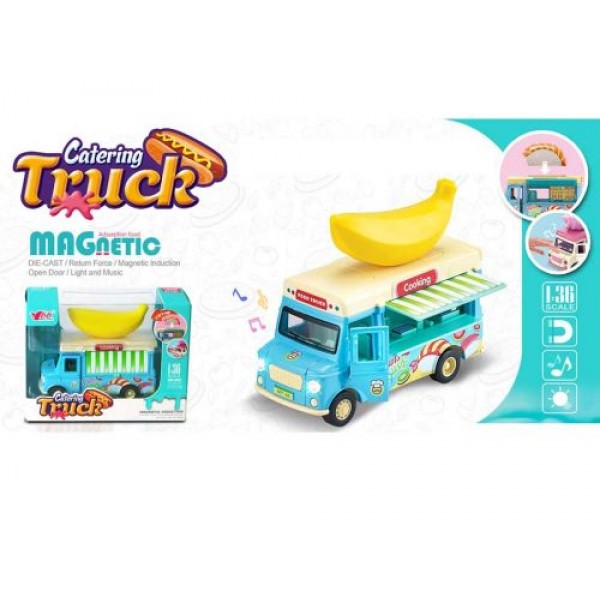 

[MY66-Q1291] Металева інерційна машика з продажу їжі 1:36 зі світло і звуком