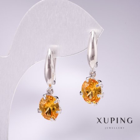 

Серьги Xuping с желтыми камнями 29х10мм родий, ida32592