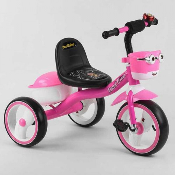 

Велосипед 3-х колёсный для девочки 94881 "Best Trike" пеноколесо EVA со светом и звуком, звоночек, 2 корзины Розовый