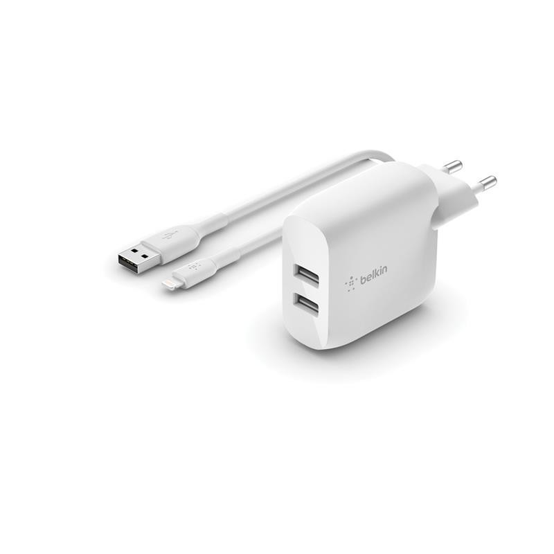 

Сетевое ЗУ Belkin Home Charger 24W DUAL USB 2.4A, Lightning 1m, white