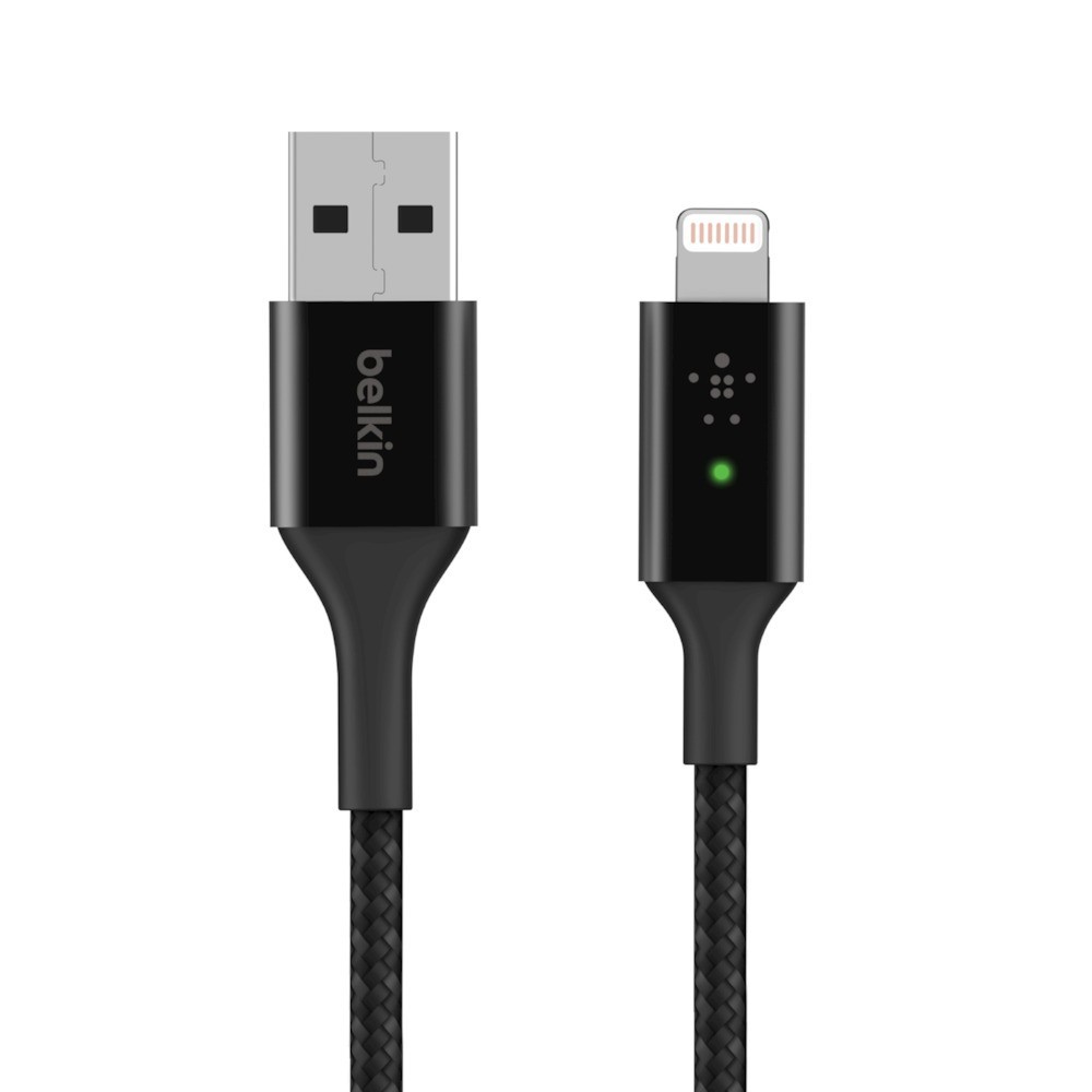 

Кабель Belkin USB-A - Lightning, BRAIDED, smart LED, 1.2m, black