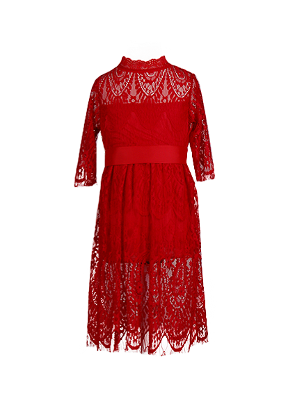 

Платье для девочки из стрейч-гипюра 3 года (98 см) 3157-red красный цвет