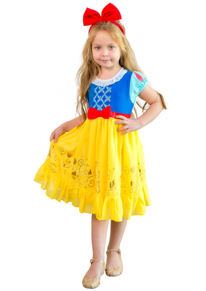 

Наряд Белоснежки с бантом на поясе 6 лет (116 см) 3236-yellow-light blue голубой цвет