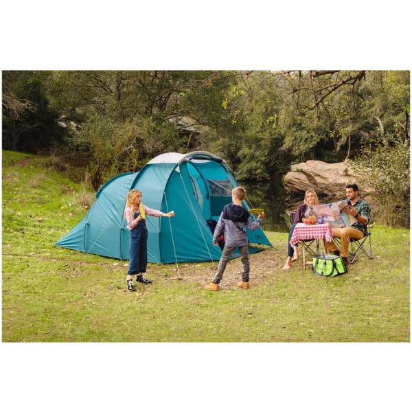 

Палатка четырёхместная туристическая Family Dome 4 Plus Bestway, Палатка двухкомнатная, водостойкая, огнеупорная, ветроустойчивая, 400х290х190 см